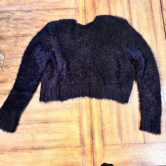 NWT Natural Life Fuzzy Black Cardigan Sweater,L/XL,Comfy Soft Cropped Feminine - Picture 7 of 14